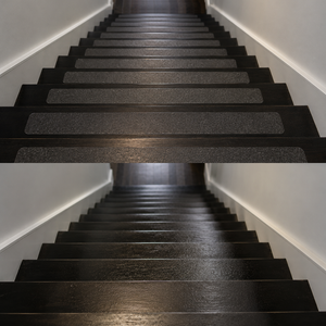 Stairs with grips versus slippery bare stairs